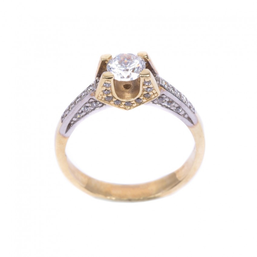 Two-tone 14K gold single stone