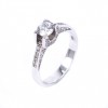 14K white gold single stone