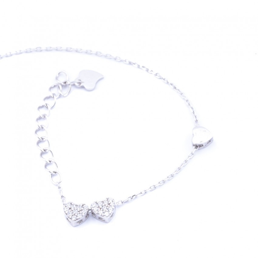 Women's silver bracelet with hearts